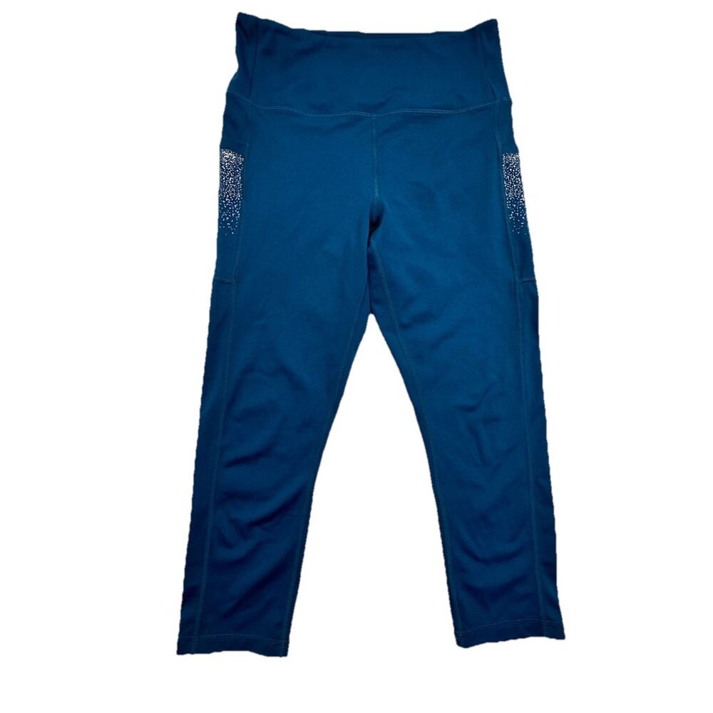 Zyia Active Crop Leggings Blue Size 6 8 High Rise Capri Run Yoga Gym Stretch